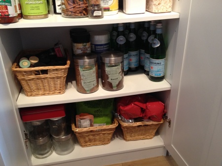 Pantry shelves with food
