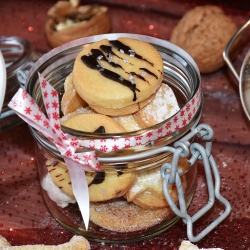 Cookies in a jar with a ribbon