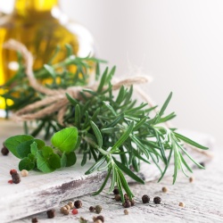 Fresh herbs on a table