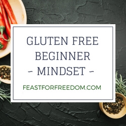 Gluten free beginner mindset banner over peppers on a table