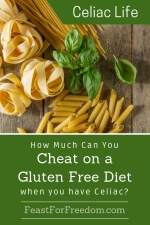 Pinterest mini image - How much can you cheat on a gluten free diet when you have Celiac with a variety of pasta shapes and fresh basil