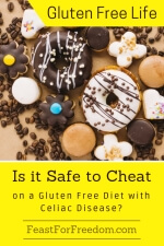 Pinterest mini image - Is is safe to cheat on a gluten free diet with Celiac Disease with a variety of donuts and cookies