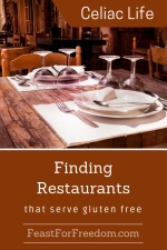Pinterest mini image - Finding restaurants that serve gluten free with a rustic dining room with a nicely set table