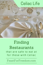 Pinterest mini image - Finding restauarants that are safe to eat at for those with Celiac with an elegantly set table