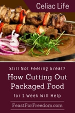 Pinterest mini image - Cut out packaged food to feel better with chicken skewers