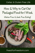 Pinterest mini image - How and why to cut out packaged food with a beef dinner garnished with hot peppers and onions
