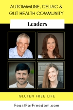 Pinterest mini image - Leaders in the autoimmune, Celiac and gut health community with photos on a yellow and black background