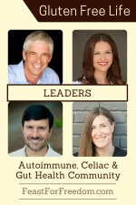 Pinterest mini image - Leaders in the autoimmune, Celiac and gut health community with photos on a beige background