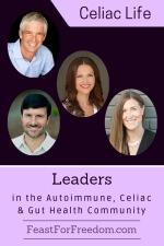 Pinterest mini image - Leaders in the autoimmune, Celiac and gut health community with photos on a purple background