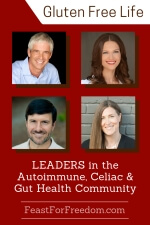 Pinterest mini image - Leaders in the autoimmune, Celiac and gut health community with photos on a red background