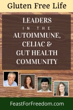 Pinterest mini image - Leaders in the autoimmune, Celiac and gut health community with photos on a wood background