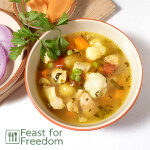 A big bowl of chickent soup