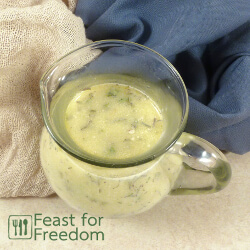 Italian dressing in a small pitcher
