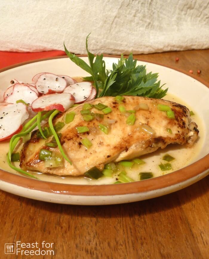Honey lime glazed chicken with a radish salad