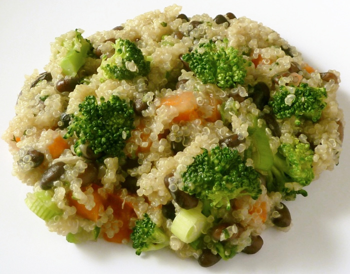 Quinoa with broccoli and black beans