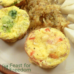 Scrambled egg cup muffins on a plate