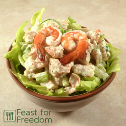 Shrimp salad on a bed of lettuce
