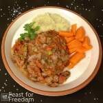 Swiss steak with mashed potatoes and carrots